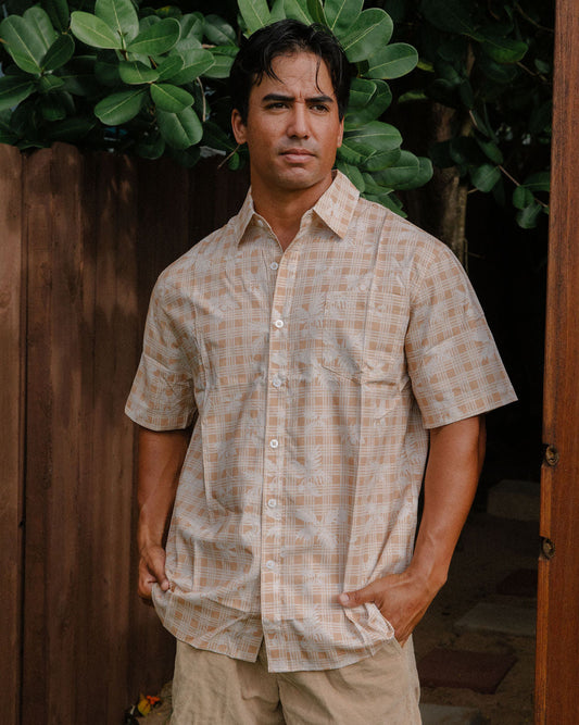'Ulu Palaka in Keaka Men's Aloha Shirt