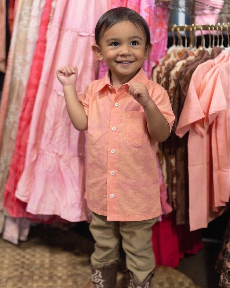 ʻUlu Kapa Kuiki Sunrise in Kamalu Aloha Shirt (Keiki)