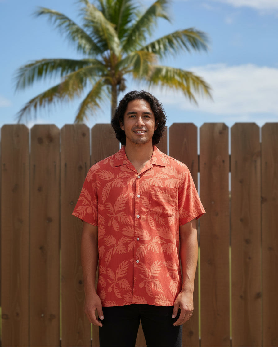 Red Malu ‘Ulu O Lele in Keaka Aloha Shirt