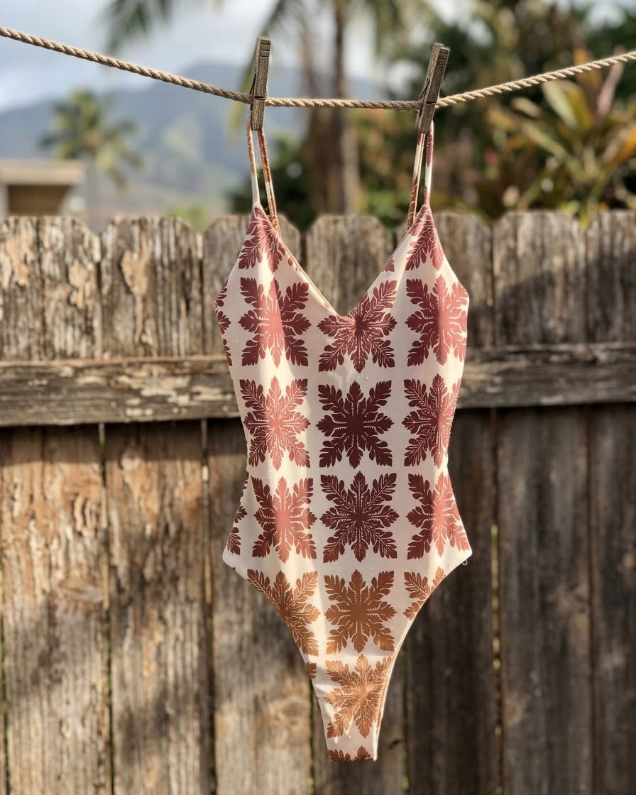 ʻUlu Kapa Kuiki Sunset in Olena Swimsuit/Bodysuit