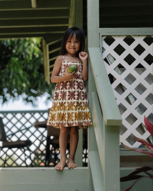 ʻUlu Kapa Kuiki Sunset in Kaiya Dress (Keiki)